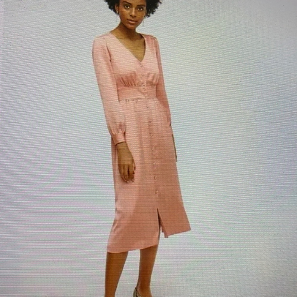 J Crew Satin Blush Pink Button Down Midi Dress 2T